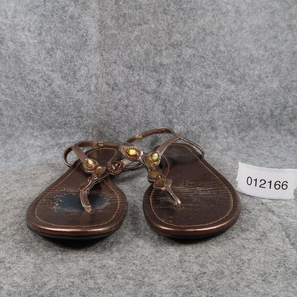 Montego Bay Club Shoes Womens 7.5 Sandals Fashion Flats Thong Ankle Buckle Strap - Picture 2 of 11